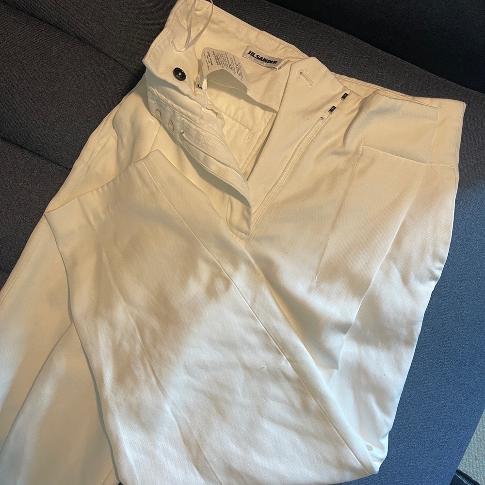 Jil Sander wild leg carpi high waisted trousers white pants cotton. size 36.